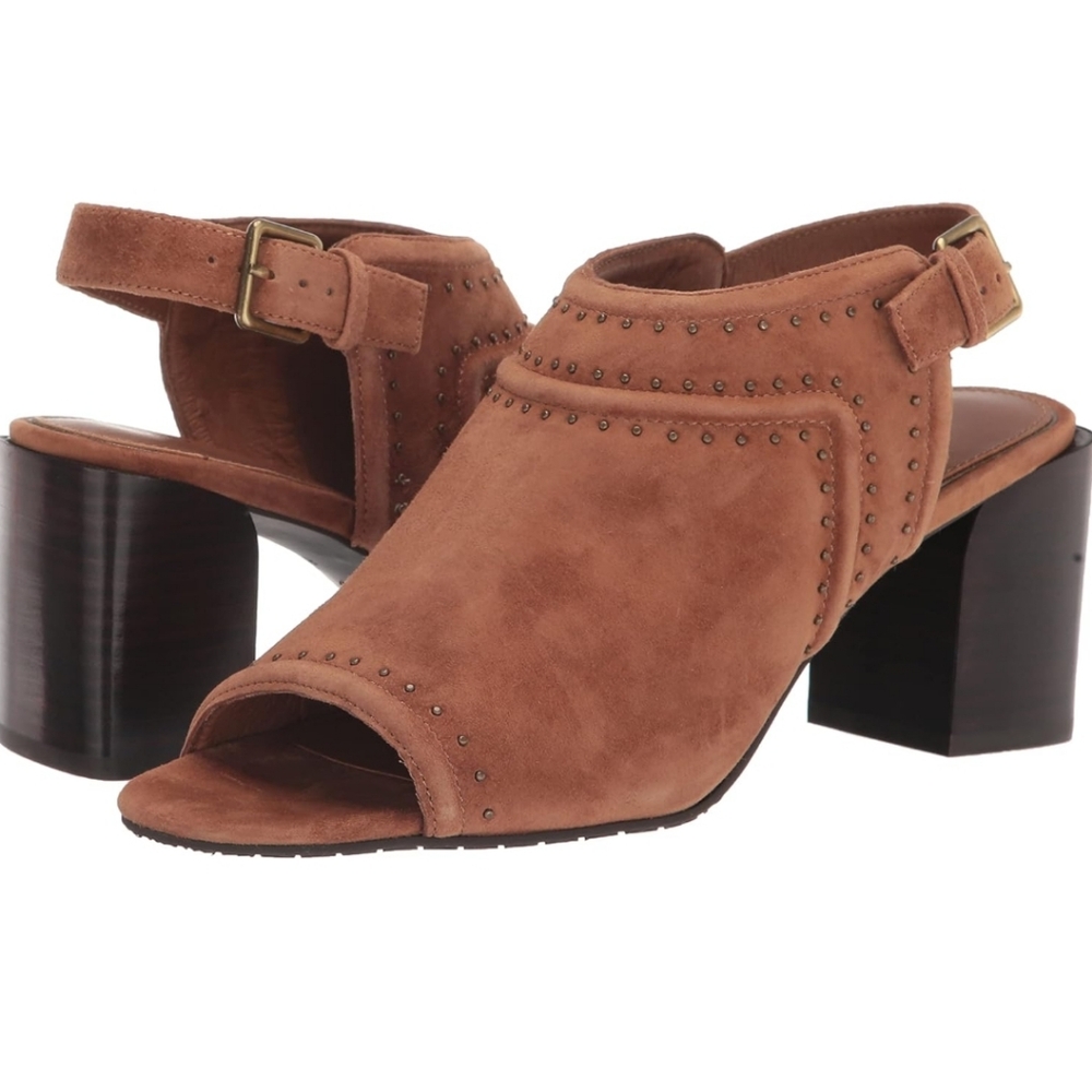 Nordstrom Donald Pliner Penny Sling-back Mule size 8.5 w, Brown/Tan Suede Upper